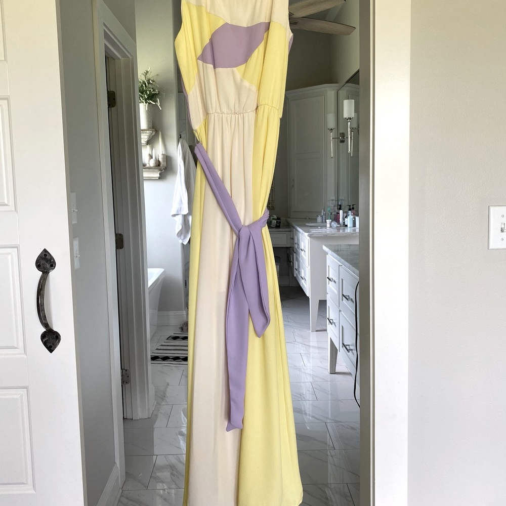 Women’s Summer Sleeveless Purple and Yellow Maxi